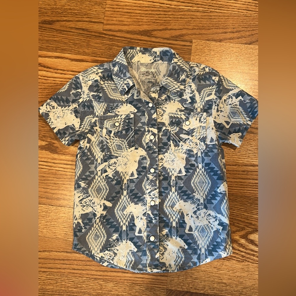 Wrangler Blue and Cream Geometric Shirt